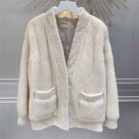 여자의 모피 가짜 의류 디자이너 밍크 모피 겨울 축제 긴 슬리브 재킷 코트 221010