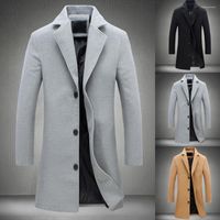 남자 트렌치 코트 겨울 남성 코트 싱글 가슴 장식 남자 재킷 쉬운 성냥 폴리 에스테르 사무용 따뜻한 남성 외투 사무실