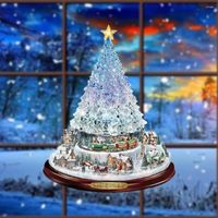 Decorazioni natalizie albero rotante rotante per finestra pasta adesivi decorazione della stanza per il ciondolo anno domestico