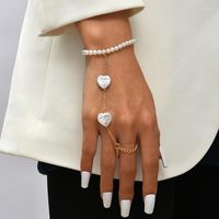 Bedelarmbanden eenvoudige vrouwelijke goudkleur metalen ketting voor vrouwen witte hart parel vinger feest sieraden geschenken