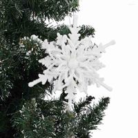 Décorations de Noël 12cm Big Pendant 3d Snowflake White Plastique paillettes de Noël Arbre de Noël Ornements Home Decor