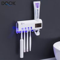 Dispensador de pasta de dentes da escova de dentes Caixa de armazenamento de banheiro solar Caixa USB multifuncional 221012