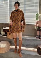 Женские свитеры дизайнер дизайнер бренд отворотный шерстяной вязаный плащ
