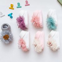 Calcetines Baby Knit Knit Alto accesorios de algod￳n Flower Flower Tubo medio de tubo medio E14894
