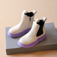 Botas chicas color fondo 202222autumn y invierno botas cortas de estilo británico de estilo nuevo para niños dulces de cuero grueso y2210