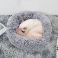 Kedi Yatak Mobilya Düz Renk Süper Yumuşak Uzun Peluş Sıcak Mat Sevimli Hafif Kulübesi Uyku Yatağı Yuvarlak Kabarık Rahat Evcil Hayvan Aksesuarları 221013