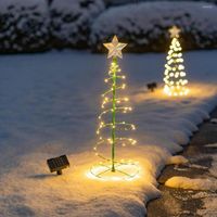 Christmas Decorations Tree LED Light Spiral Solar Powered St...