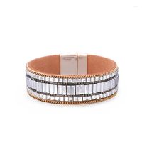 Bangle Ornapeadia 2022 Retro Ladies Bracelet PU Leather Fashion Wild Inslumed Diamant Magnetic Buckle Wholesale