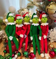 Doupée de grinchs de Noël vert rouge pour décoration d'arbre de Noël Pendant le pendentif avec des cadeaux pour enfants du Nouvel An FY3894 GP1013