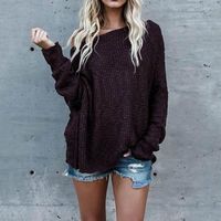 여자 스웨터 스웨터 스웨터 배트 윙 슬리브 섹시한 보트 목 단색 가을 겨울 패션 캐주얼 따뜻한 느슨한 편안한 점퍼 dza007