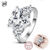 Обручальные кольца мода 100% 925 стерлингового серебряного серебра Большой созданные алмазы в форме сердца кольцо роскошные украшения оптом 221012