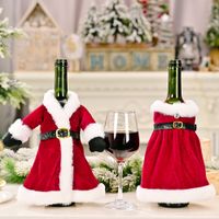 Decorações de Natal Vestido Vinho Capa de Vinho Toppers de Bolsa de Vinho para casa Mesa de jantar de Ano Novo de Natal em casa