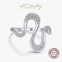 Anéis de casamento Ailmay Real 925 Sterling Silver Fashion CZ Shape Irregular Finger Ring to Women Girls Party Acessórios Jóias 221012