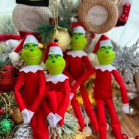 Décorations de Noël Green Monster Elf Pendant Party décor de fête de Noël Tree de pagillage Ornements Poupées sur l'étagère en gros