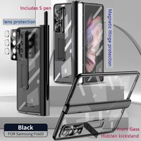 Cas de téléphone portable Hinge magnétique pour Samsung Galaxy Z Fold 4 Étui avec Slot S PEN Film de protection de la lentille Hidden Kickstand pour 3 W221014