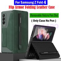 Caisses de téléphone portable Carte Slot Flip Portefeuille Cuir pour Samsung Galaxy Z Fold 4 5G avec couvercle de porte-stylo amovible Fold4 W221014