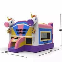 Батутные надувные слайд -комбо Unicorn Bounce House Милый животный с слайд -вышибала