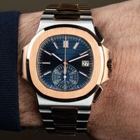 Bracelet en acier en acier inoxydable à double conception Affichage de la montre en or rose mécanique pour hommes.