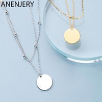 Fashion Jewelry ANENJERY Silver Double Layer Round Disc Pend...