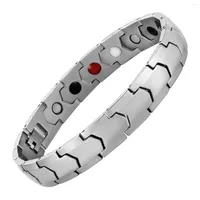 Link Armb￤nder Magnet f￼r Schmerzen Edelstahl Silber Farbe Gesundheitselemente Armreifen Anti -M￼digkeitskette Schmuck Schmuck