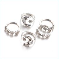 Кольцевые кольца Band Ring Sets для женщин для обручального кольца циркона кристаллические кольца для вечеринок подарки Vintage Sier 5pcs Set Set Del Del DHW0K