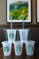 Starbucks 16oz/473ml forma de pilar palha caneca caneca bardia plástico reutilizável bebida clara de baixo xícara inferior 5pcs