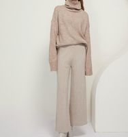 Kadın Sweaters İlkbahar/Sonbahar Yumuşak Alpaka Yün Yüksek Yakalı Gevşek Kalın İğne Kazak Moda Alt Gömlek Örgü Beltlenk Batwing Top