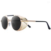 Güneş gözlüğü 2022 Yuvarlak Steampunk Erkek Kadın Moda Metal Gözlük Marka Tasarım Vintage Yüksek Kaliteli UV400 Gafas