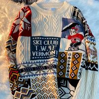 Camisola de suéteres masculinos no pescoço redondo 2022 Christmas Retro Urso Mulher e homens soltos Autumn Winter Fashion Lã roupas tendências