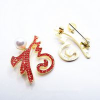 10pcs Chinese Rhinestone Lucky Fu Brooches Ethnic Accessorie...