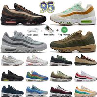 Cushion 95S Running Shoes Mens Women Airmaxs 95 Triple White Black Sports Jogging Greyscale Rise Unity Pure Platinum Airs Sneakers Max Tennis Trainers Big Size Us 12