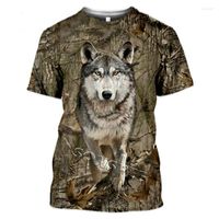 Camisetas para hombres 2022 Camiseta para hombres y mujeres Camuflaje Camuflaje Animales de caza Deer Wolf Duck 3d Fashion Street Street Short