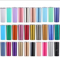 20oz Skinny Straight Tumbler 30 Colors Double Wall Stainless...