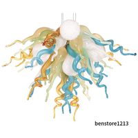 빈티지 현대식 LED 펜던트 램프 로프트 손 날려 유리 샹들리에 비품 부엌 침실 식당을위한 북유럽 예술 장식 색상 행 램프 LR1265