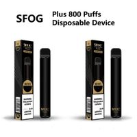 Novo dispositivo de vape descart￡vel original SFOG mais 800 Puffs Dispon￭vel e kit de cigarro e preenchimento 3ml POD 2% 5% Concentra￧￣o Vapes 500mAh Bateria 20 cores PEN