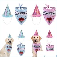 Собачья одежда Pet Cat Dog Apparel с днем ​​рождения шляпа головного убора слюна полотенце полотенце нагрудно на вечерин
