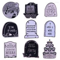 Brooches Collection Tombstone Émail Pin Gothic Humour Horror Halloween Accessoires