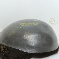 Erkek peruk PU 0.12-0.14 cm Düğümlü Erkekler Saf Dalgası Peruk İnsan Saç Doğal Dalga Hint Kılları Sistemi
