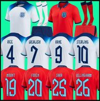 2022 Kane Foden Englands Soccer Jerseys 22 23 Home Away Futebol nacional Sterling Saka Rashford Camisa Sancho Mount Grealish Men Kit Kit Define uniformes de futebol