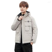 Мужская девственная осенняя и зимняя куртка белая утка короткая версия корейская модная молодежная свитер с капюшоном с капюшоном.