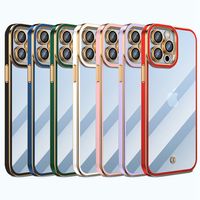 Caixa de eletroplatação com estojos de telefone protetoras de lente para iPhone 14 13 12 11 Pro Max XR XS iPhone 6 7 8 Plus Shinny Color transparente TPU Soft traseiro