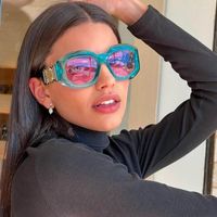 Gafas de sol Design Square Lady Blue Pink Shades Vintage Amplio ancho Gafas de sol para mujeres Uv400 te￱idas