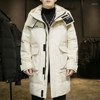 Мужская вниз 2022 Куртка Прилив длинная свободная утолщение теплые капюшоны для молодого катания на лыжах снежного зимнего противообразания мода бренда мода