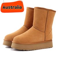 فاخرة أستراليا الكلاسيكية القصيرة منصة الكاحل أحذية الشتاء الثلج الحذاء أحذية الأسود الفحم الكستناء الراحة الخراف