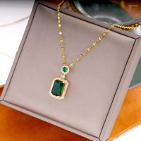 Chains Trend 316l Stainless Steel No Fading Green Pendant Ne...