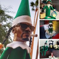 Objetos decorativos Figuras Snoop en una muñeca de elfo de Navidad Stoop Spy Bent Home Decorati Año de regalo Juguete 221020