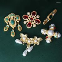 Broches Cross de perla simulada para mujeres Color Gran colas de moda accesorios de estilo barroco Regalo de joyer￭a