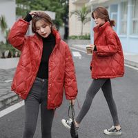 Женская модная зимняя красная куртка женщина повседневная свобода 90% белая утка тонкая шика