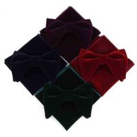 Linbaiway Mens Velvet Large Bowtie Handkerchief Set For Men ...