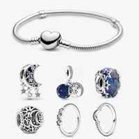 Silver Star Moon Charms Liebhaber Armbänder Perlenring DIY FIT PANDORA -BRAKET -BRAKET Frauen Designer Schmuck Geschenk